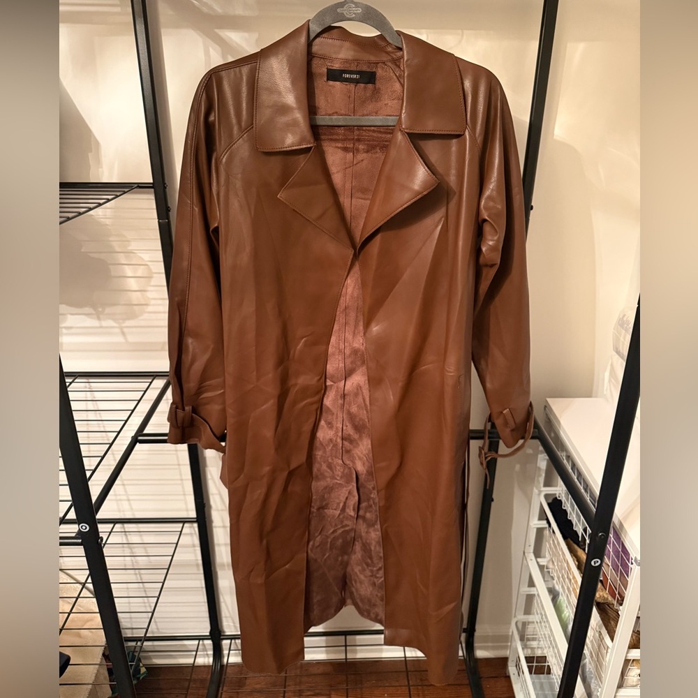 Forever21 Brown faux Leather Women's Coat